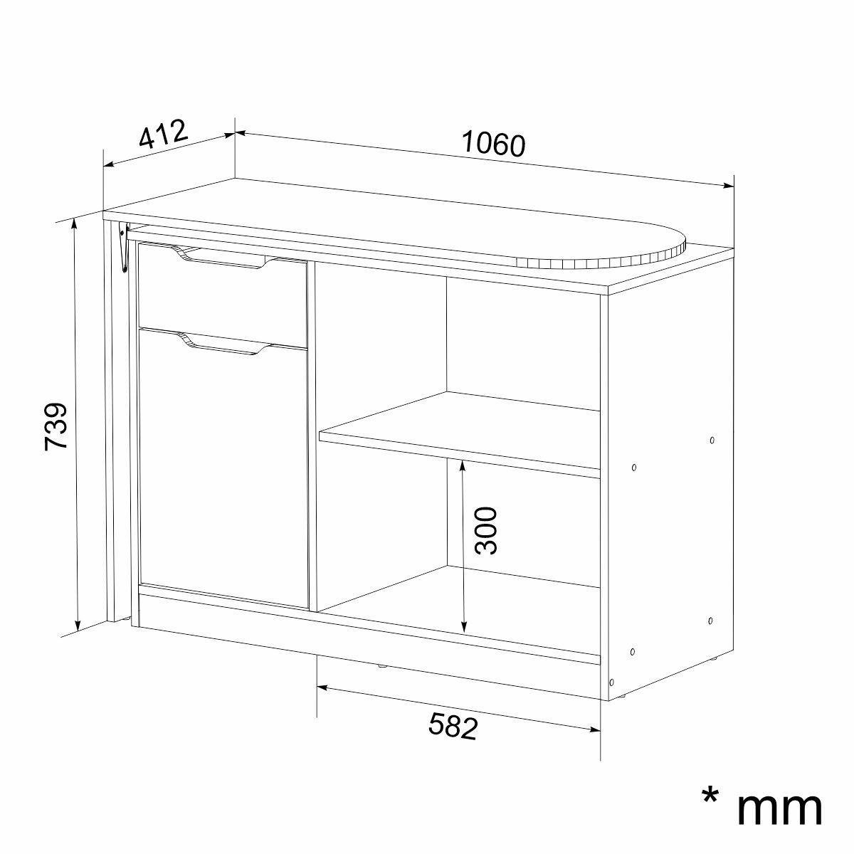 Стол-комод 2 с поворотным механизмом 106х41,2х73,9 см Дуб сонома - фото 2 Стол-комод 2 с поворотным механизмом 106х41,2х73,9 см Дуб сонома - фото 2