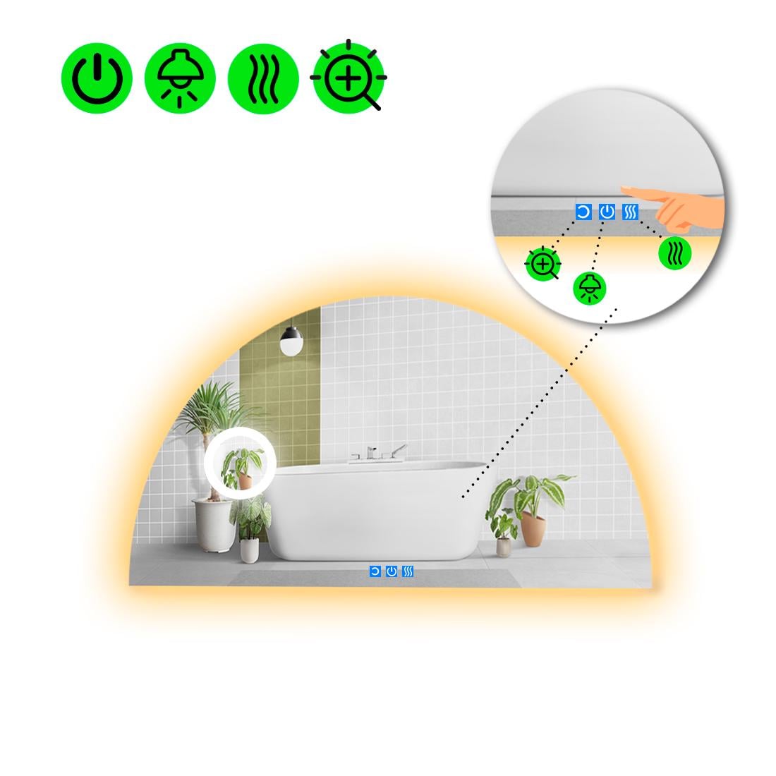 Зеркало с LED подсветкой Cerhio 2 с тремя сенсорами 80x40 см (8737627)