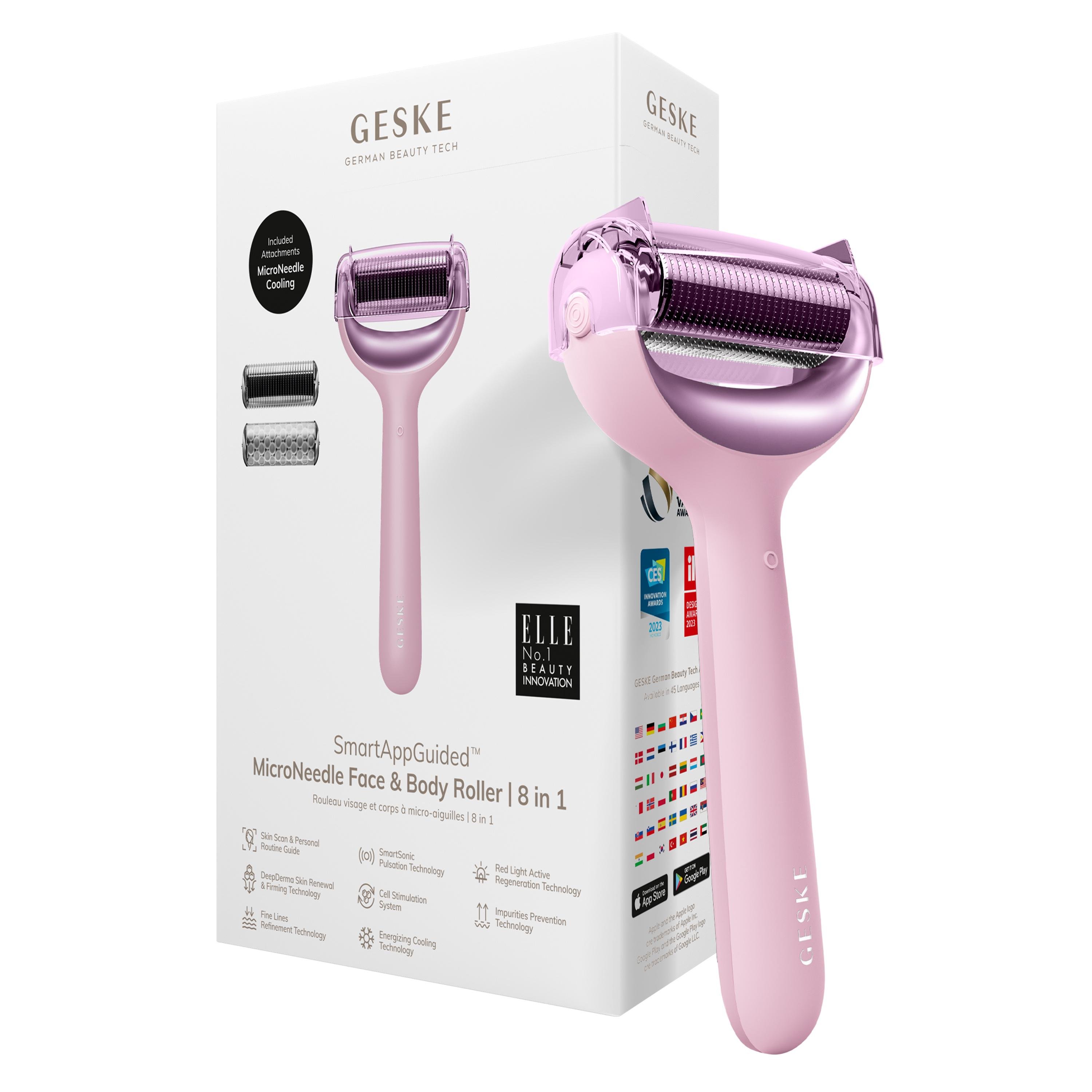 Роллер электронный для лица и тела GESKE MicroNeedle Face&Body Roller 8в1 с микроиглами Pink (HB0204)