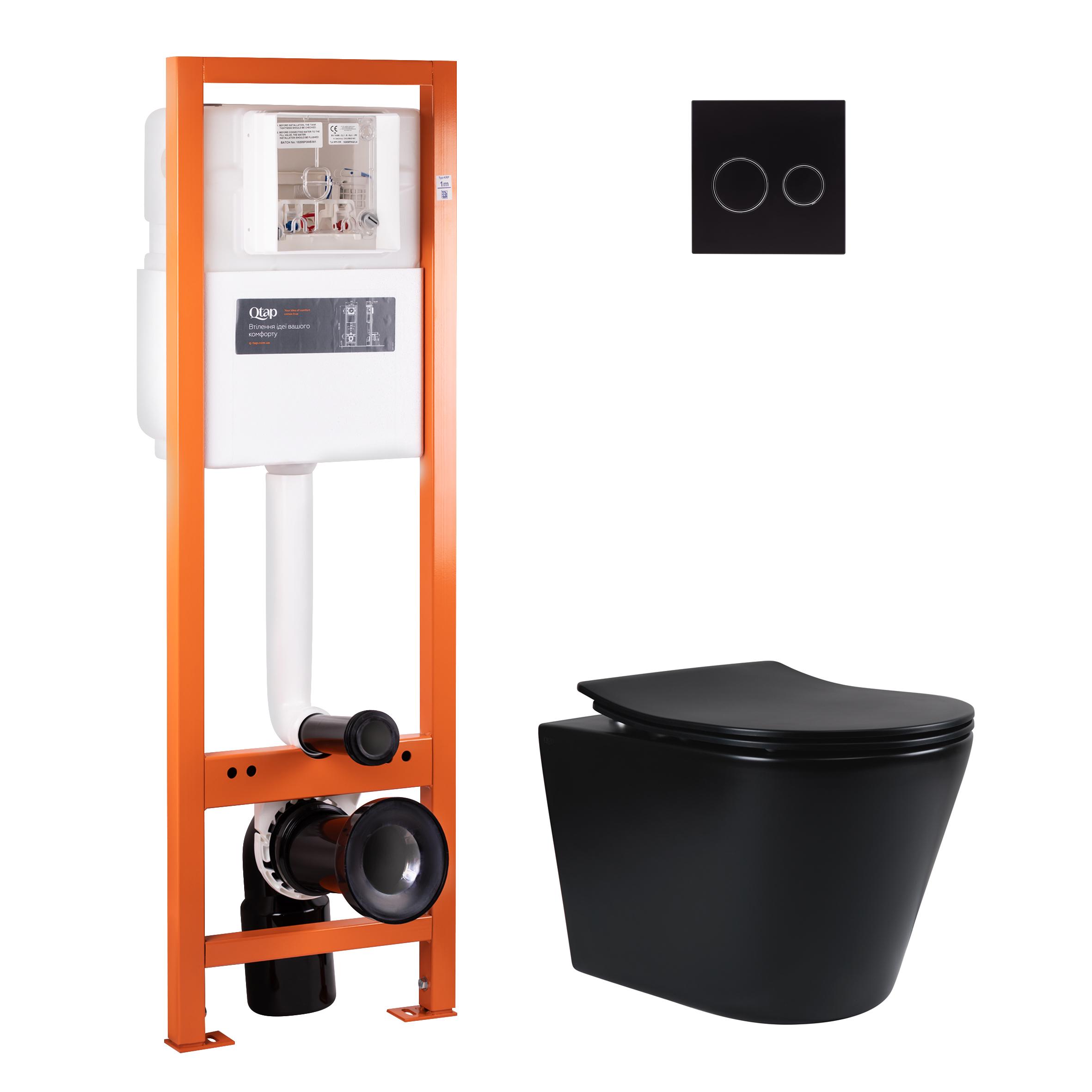 Комплект інсталяції Q-tap Nest QT1433053ERMB0233M370P01V1178MB з унітазом кнопка Чорний (124679)