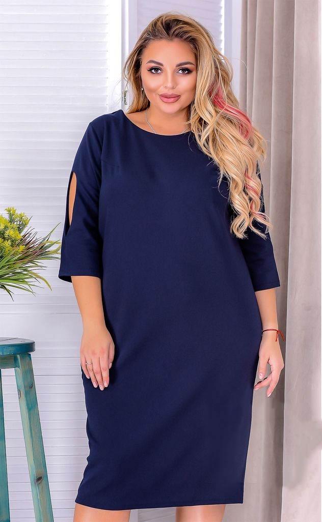 Сукня Лінсі пряма р. 50-52 Синій (0043-мас)