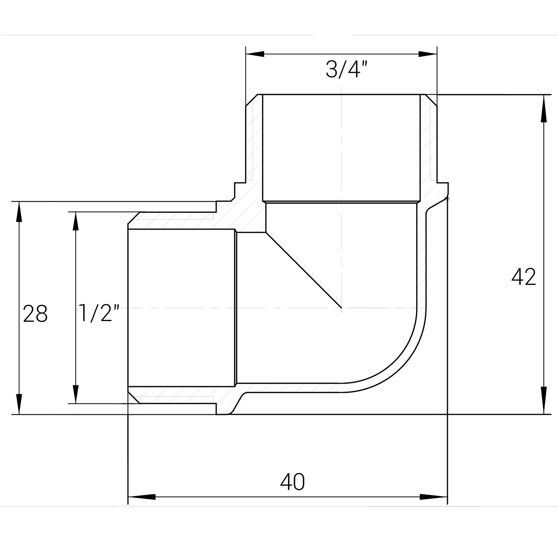 Колено латунное VA 3/4x1/2" ЗЗ (PUD-А0105А) - фото 2