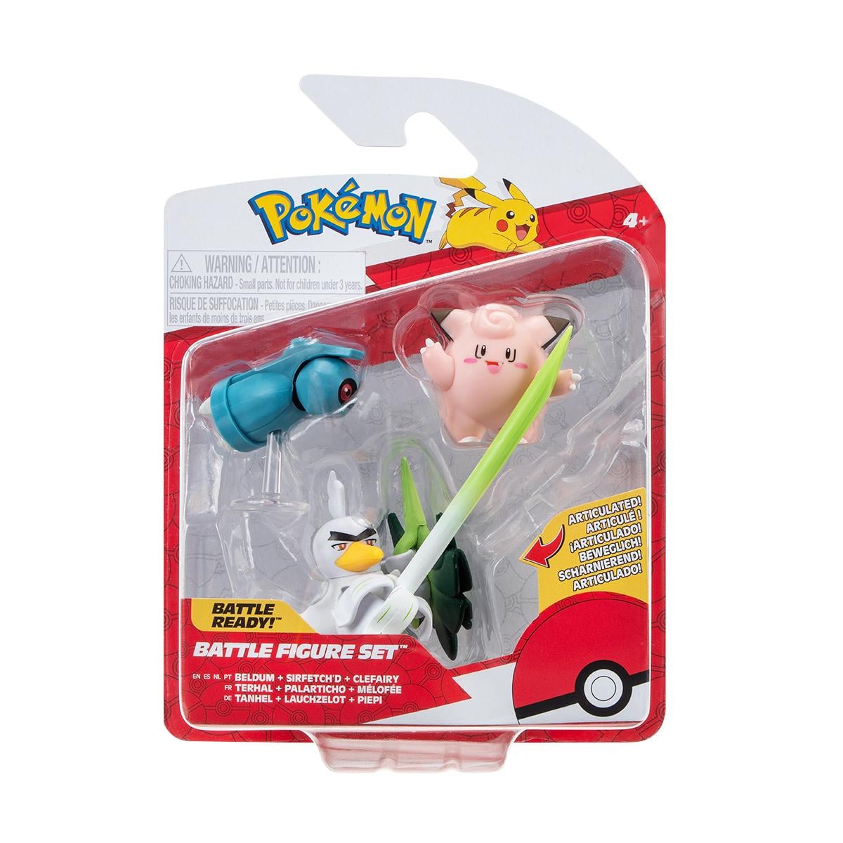 Набір дитячих ігрових фігурок Pokemon W18 Клефейрі Белдум Сірфетч'д 3 шт. (PKW3057)