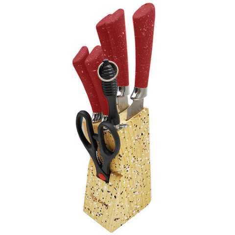 Набір кухонних ножів Rainberg RB-8806 8 предметів з підставкою Червоний (14424420)