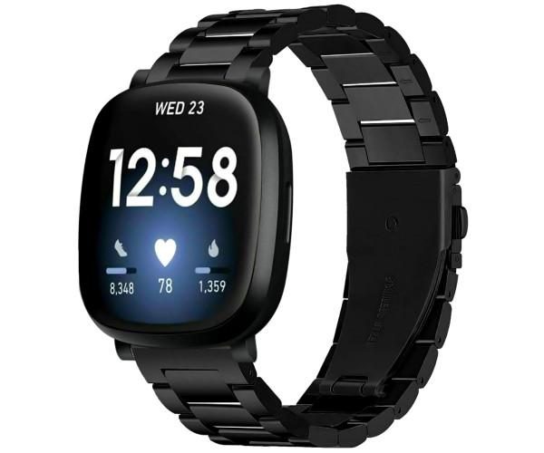 Ремешок металлический з чехлом Metal Classic для Fitbit Versa 3/4 Черный