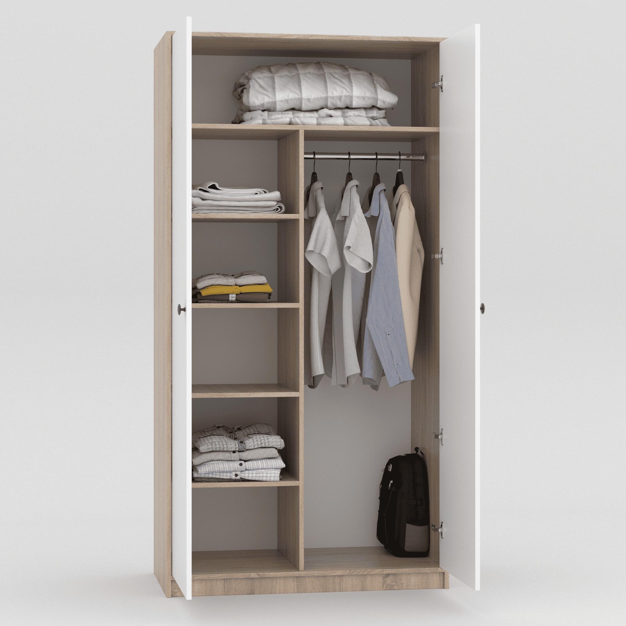 Шкаф для одежды детский 1950х1000х520 мм Дуб сонома/Белый - фото 1