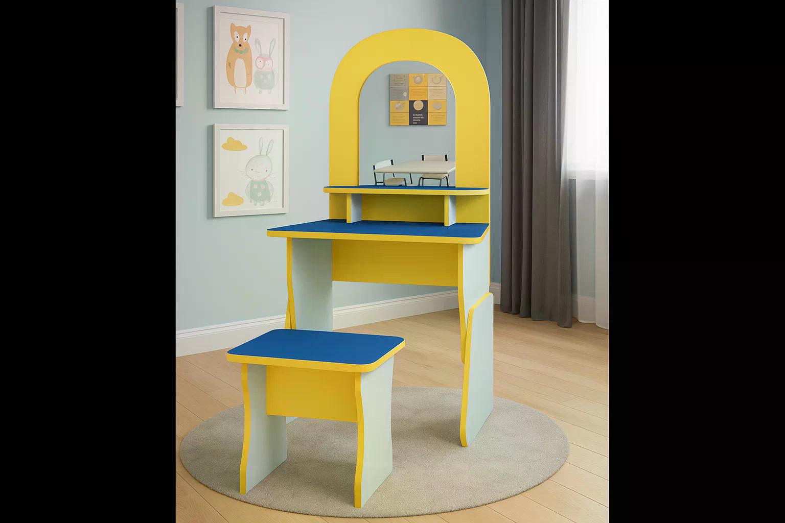 Дитяча ігрова стінка Перукарня Yellow/Blue - фото 3 Дитяча ігрова стінка Перукарня Yellow/Blue - фото 3