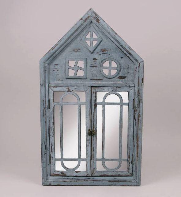 Зеркало настенное деревянное состаренное Голубой (39822)