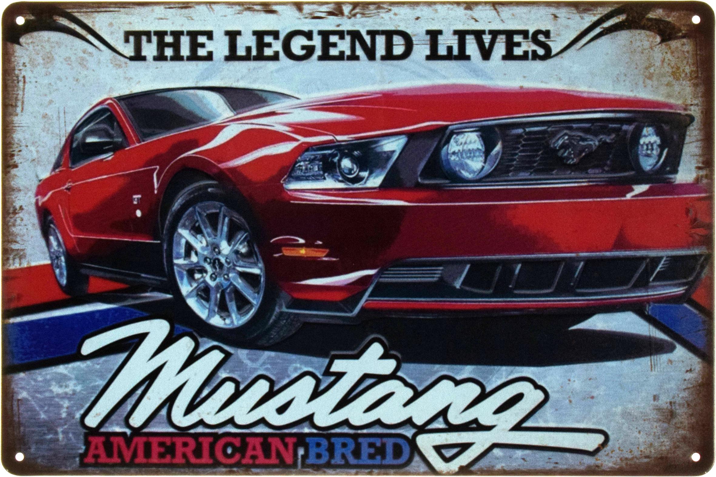 Металлическая табличка Ford Mustang The Legend Lives 20x30 см