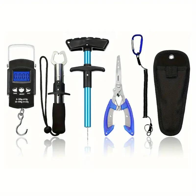 Набор рыболовного снаряжения из 6 предметов с чехлом и крючком-шнурком