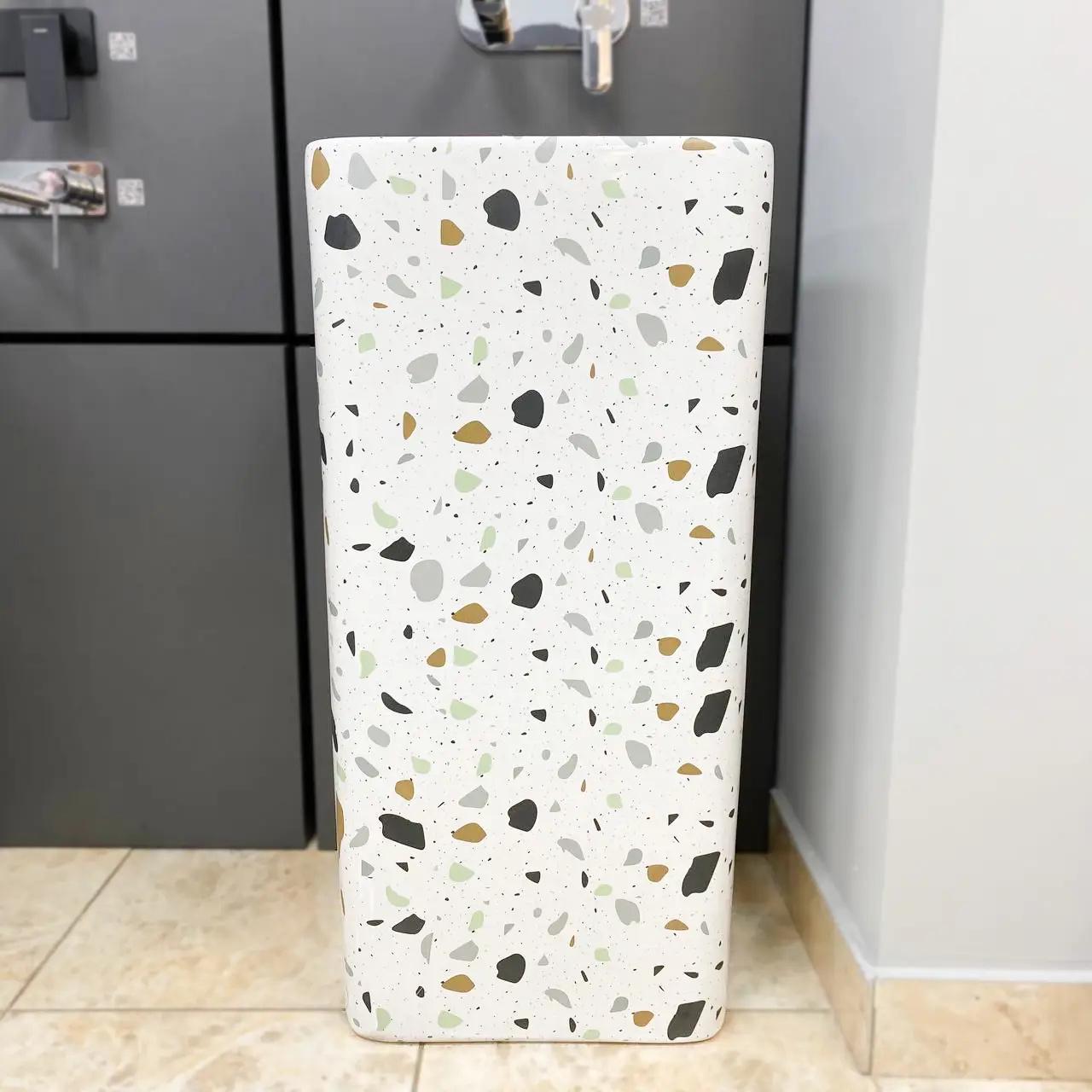 Умывальник напольный VBI Lukka TERAZZO Glossy квадратный 400x400 мм Белый (RM-VBI-019009) - фото 2 Умывальник напольный VBI Lukka TERAZZO Glossy квадратный 400x400 мм Белый (RM-VBI-019009) - фото 2