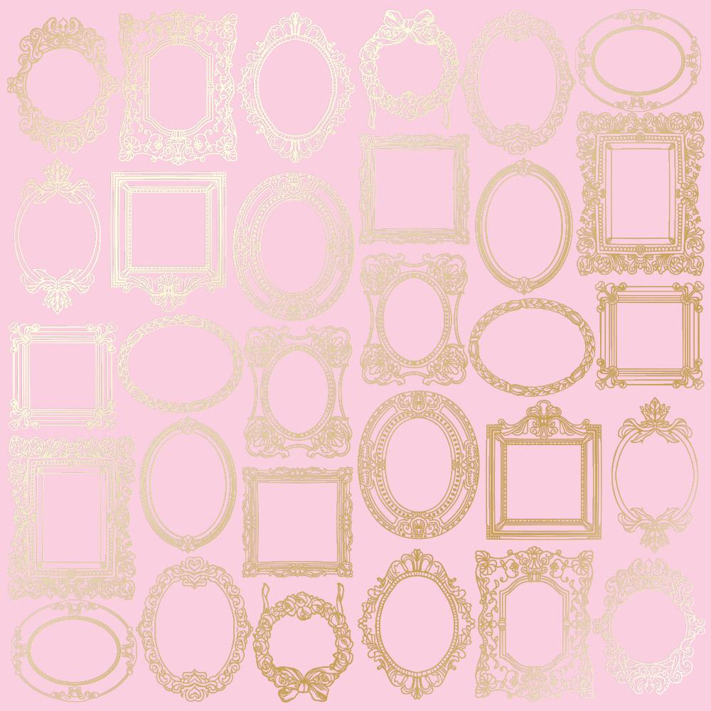 Лист паперу односторонній Golden Frames з фольгуванням 30,5х30,5 см Pink