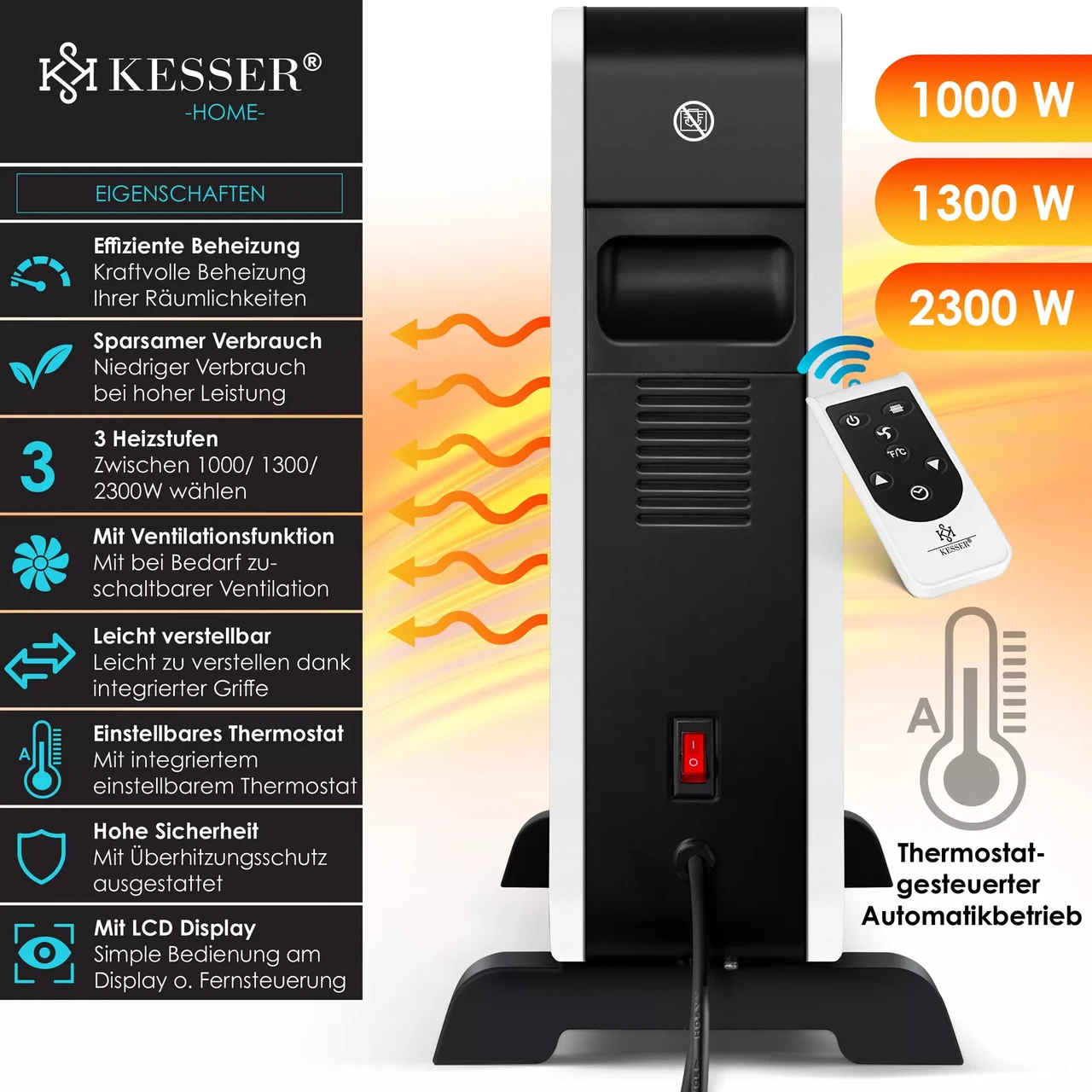 Обогреватель напольный KESSER 2300 Вт 30 м2 37°C - фото 6 Обогреватель напольный KESSER 2300 Вт 30 м2 37°C - фото 6