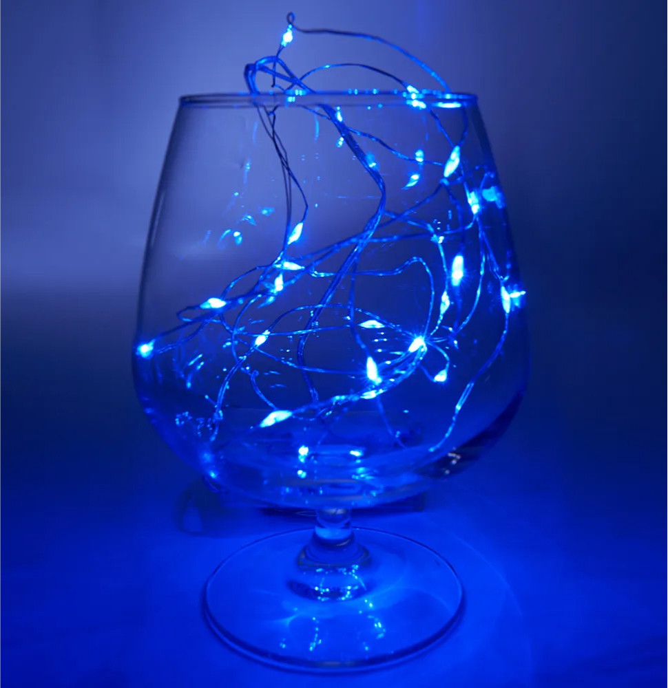 Гірлянда світлодіодна роса на батарейках статичний режим 20 LED IP44 2 м Синій - фото 6