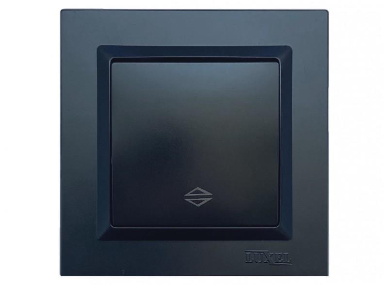 Выключатель одноклавишный проходной Luxel JAZZ 9115+9315 с кремовым механизмом Черный (27552227)