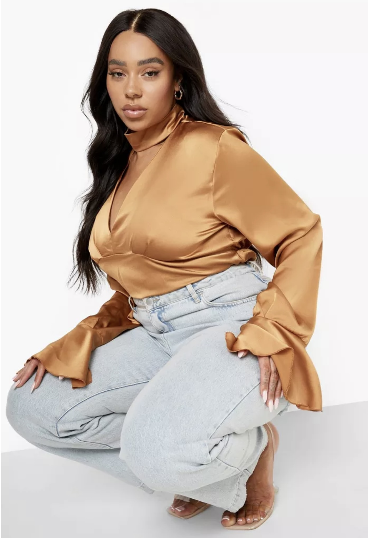 Блуза с чокером boohoo 258 XXL/3XL Бежевый (258) - фото 4