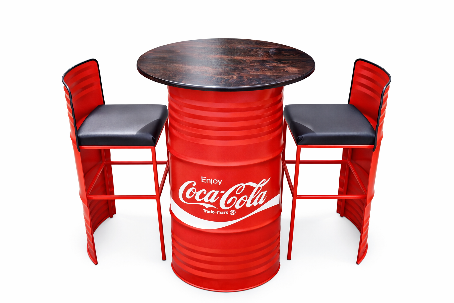 Барный стол и 2 стулья из металлической бочки лофт с нанесением вашего логотипа (31830384)