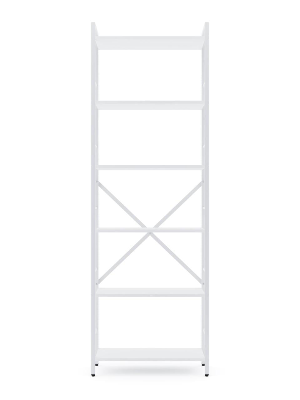 Стеллаж Лофт Меткас 35 кг/полку 6 полок ЛДСП 1800x600x240 мм Белый/Белый снег (2903727671)