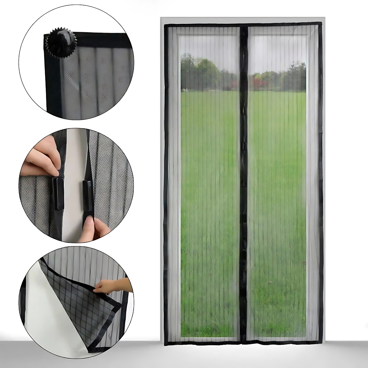 Штора антимоскітна Magic Mesh на магнітах для дверей 210х100 см Чорний (7399689941) - фото 8