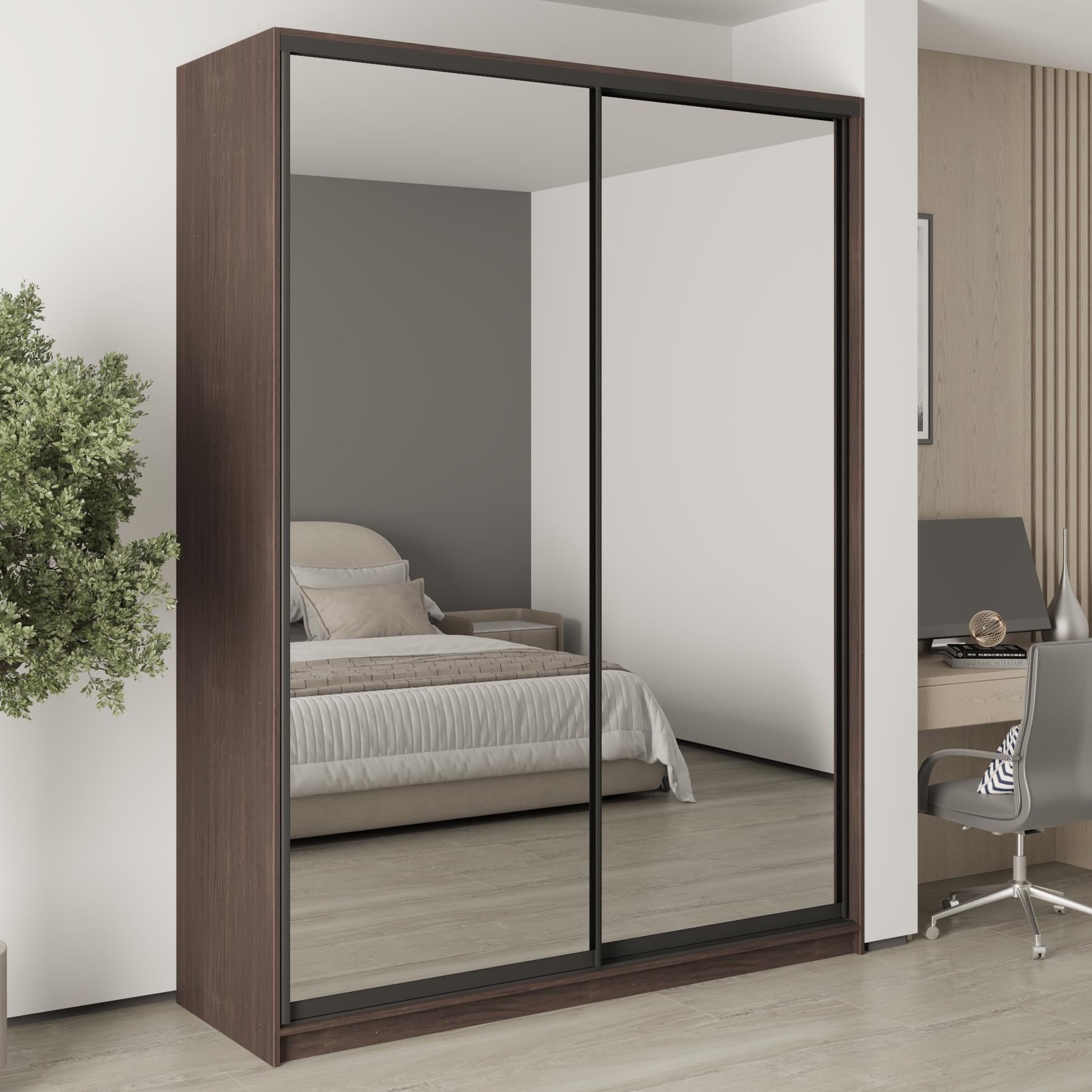Шкаф-купе двухдверный MebelStar Уни BG 2 зеркала 180x60x240 см Дуб ристрето (MBS-10577)