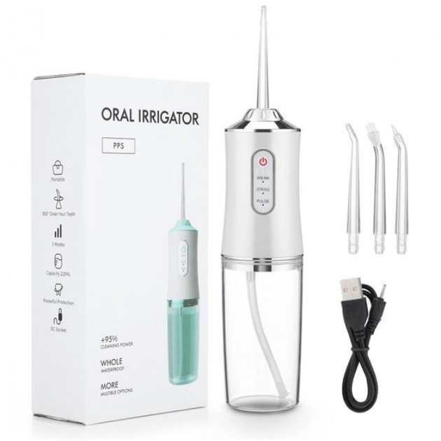 Портативний іригатор Oral Irrigator S3J2 200 мл із насадками White - фото 4