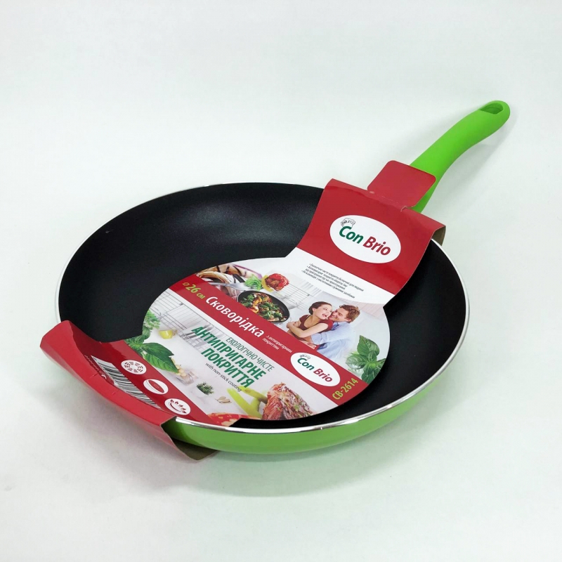 Сковорода Con Brio CB-2614 антипригарное покрытие XYLAN 26 см Green (tf5174) - фото 10 Сковорода Con Brio CB-2614 антипригарное покрытие XYLAN 26 см Green (tf5174) - фото 10
