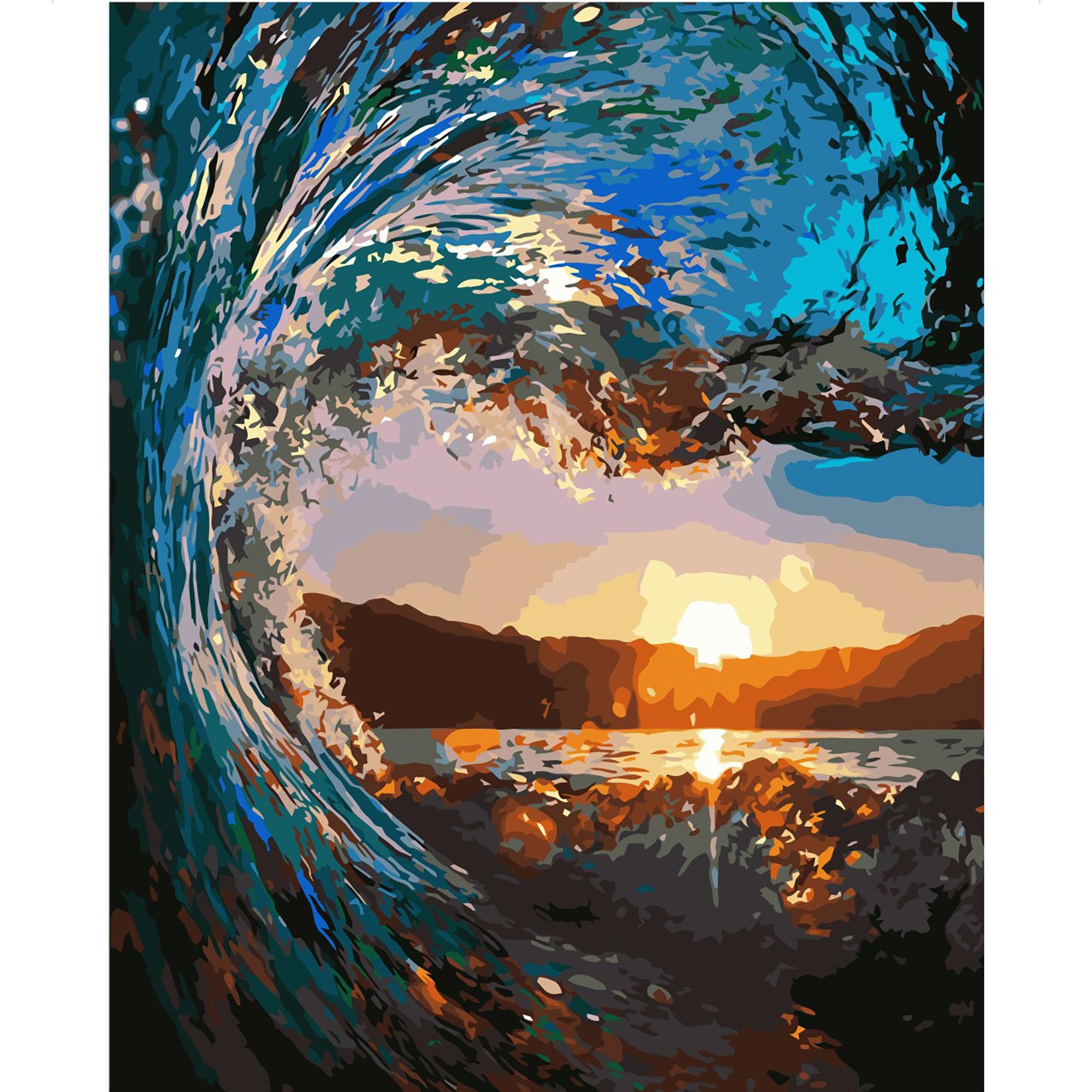 Картина по номерам Strateg Солнце сквозь волну 40x50 см (VA-2174)