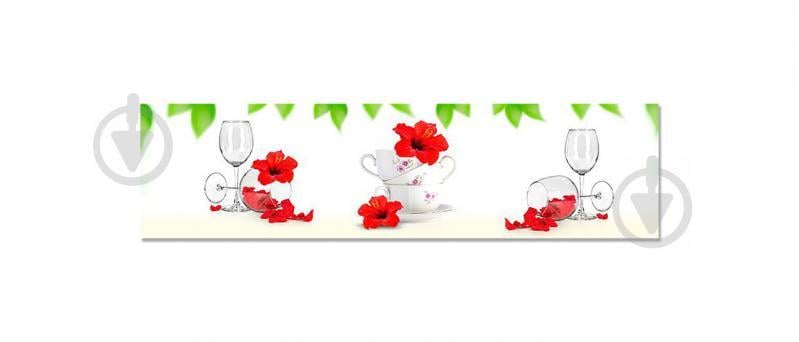 Наклейка виниловая кухонный фартук  Zatarga  "Гибискус и чашки"  650х2500 мм (Z181314/1)