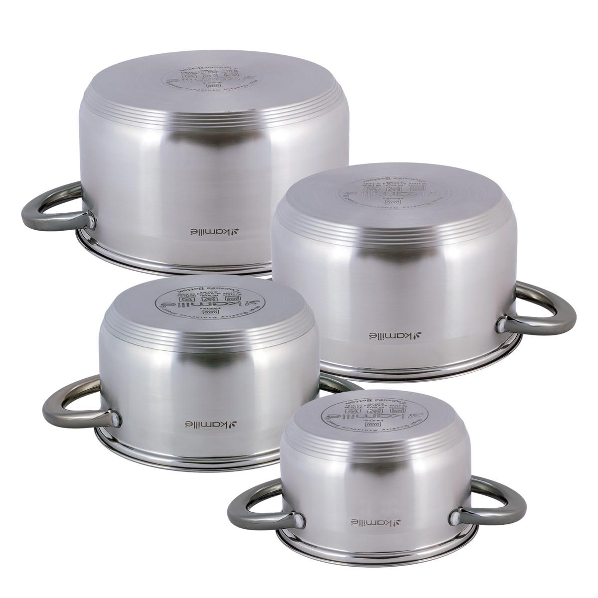 Набір каструль із кришками Kamille КМ-4927 із нержавіючої сталі з 8 предметів Сталевий (150-84-4927) - фото 3 Набір каструль із кришками Kamille КМ-4927 із нержавіючої сталі з 8 предметів Сталевий (150-84-4927) - фото 3