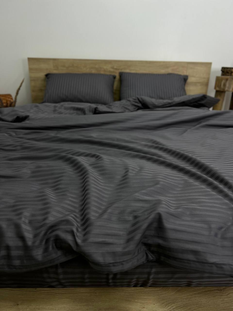 Комплект постельного белья 200х230 см наволочка 50х70 см 2 шт. Графит (П4К-straip-022-02)