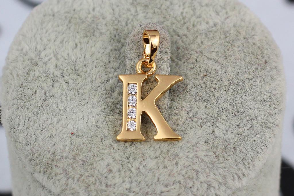 Кулон Xuping Jewelry Буква К 1,5 см Золотистый - фото 1