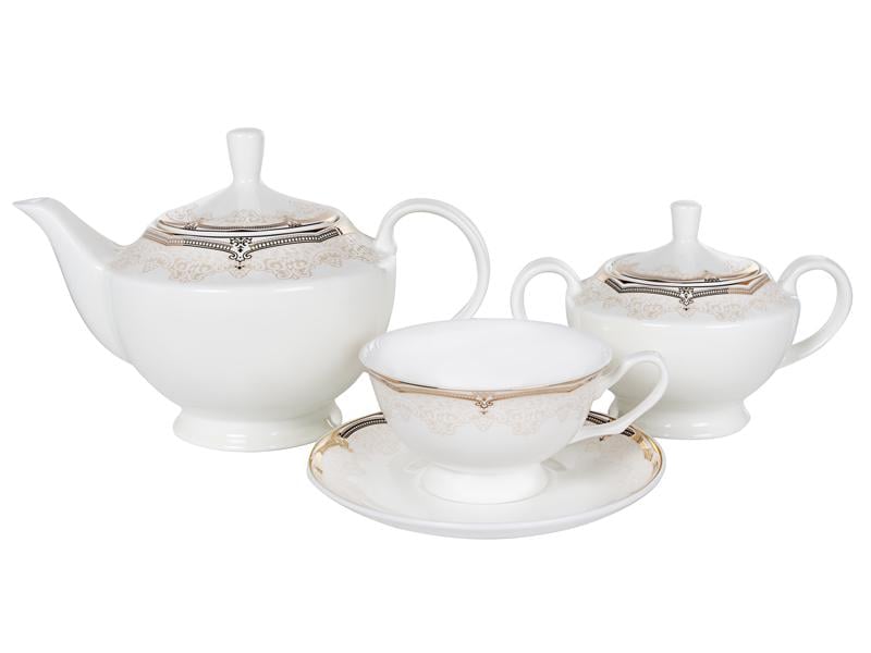 Чайний сервіз Lefard Золота класика на 6 персон з чайником Білий (440-132)