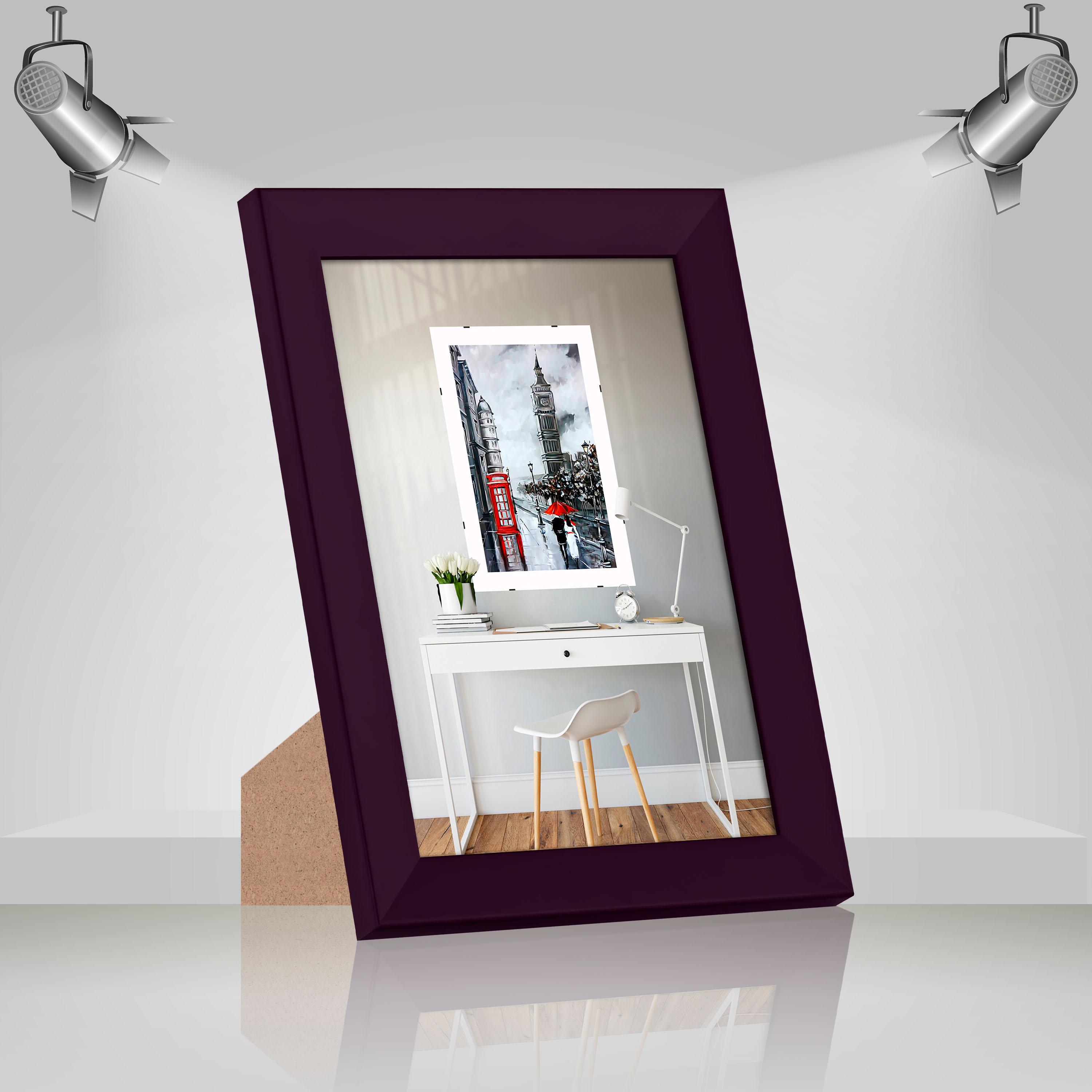 Фоторамка деревянная EmojiFrame 15х21 см А5 AH3322-02 антибликовое стекло 2 мм с ножкой Фиолетовый - фото 2