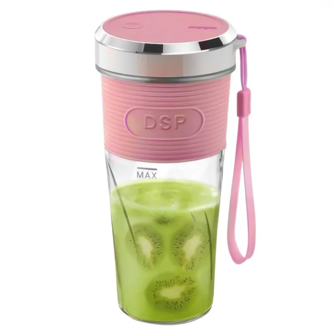 Блендер-шейкер DSP аккумуляторный с прорезиненной ручкой Розовый (K20-J78B)