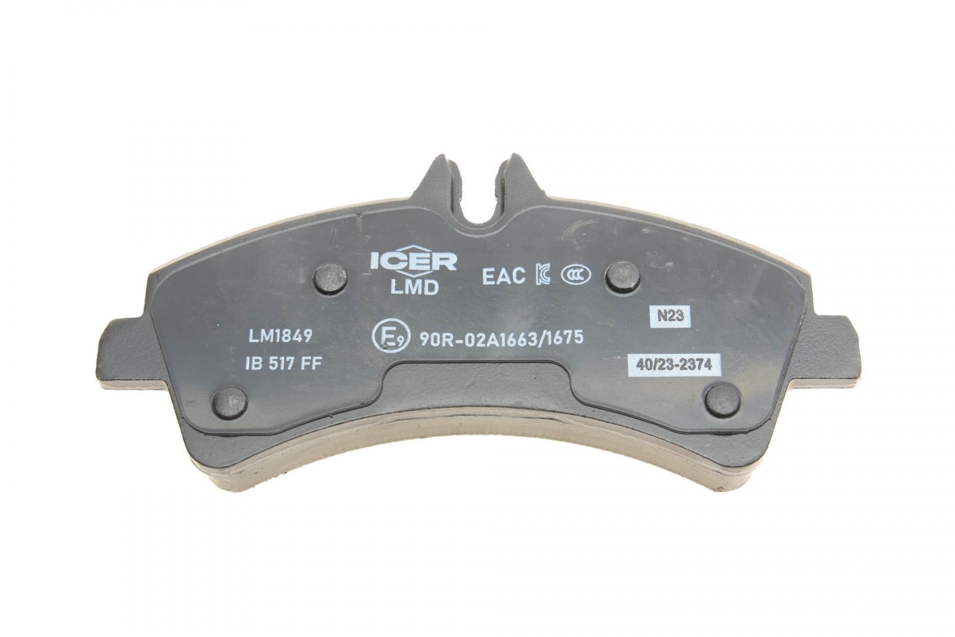 Колодки тормозные задние MB Sprinter 906 411-519CDI/VW Crafter 30-35/30-50 06-спарка LM1849 ICER