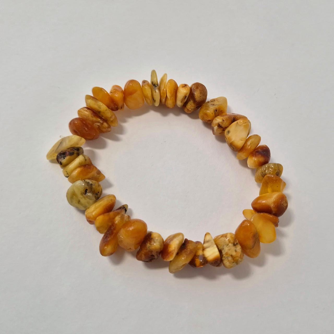 Браслет из натурального янтаря лечебный необработанный 19-22 см Медовый (бр20/150жел кор)