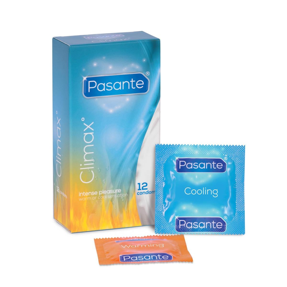 Презервативи ребристі Pasante Climax Condoms охолоджувальні та зігрівальні 12 шт. (R1203K)