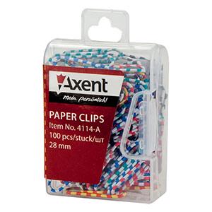 Скріпки закруглені Axent 28 мм 100 шт. Різнокольоровий (4114-A)
