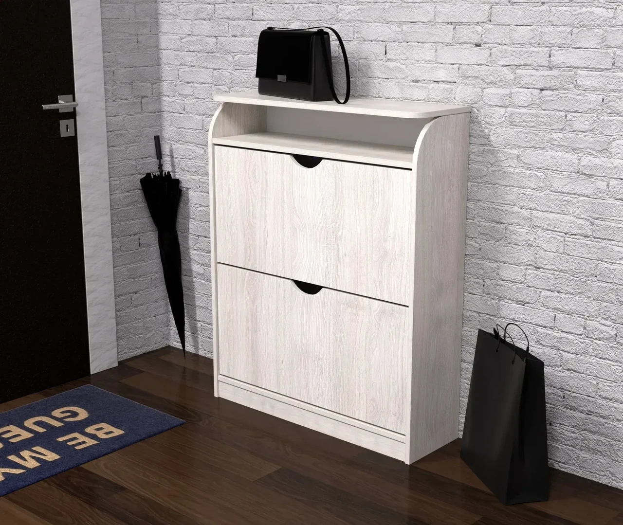 Тумба для взуття Kontinent №1 80х25х100 см Дуб Шамоні Світлий (53383108) - фото 2 Тумба для взуття Kontinent №1 80х25х100 см Дуб Шамоні Світлий (53383108) - фото 2