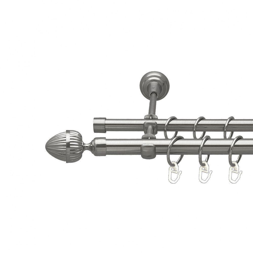 Карниз для штор Orvit Одеон двухрядный гладкий 300 см Нержавеющая сталь (00-00016033)