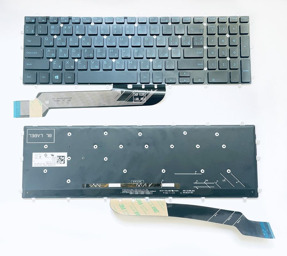 Клавиатура Dell для ноутбуков Inspiron Gaming 5570, 5770, 5775, 5575, 5590, 7566, 7567, 7570, 7577, 7790 с голубой подсветкой (10032)