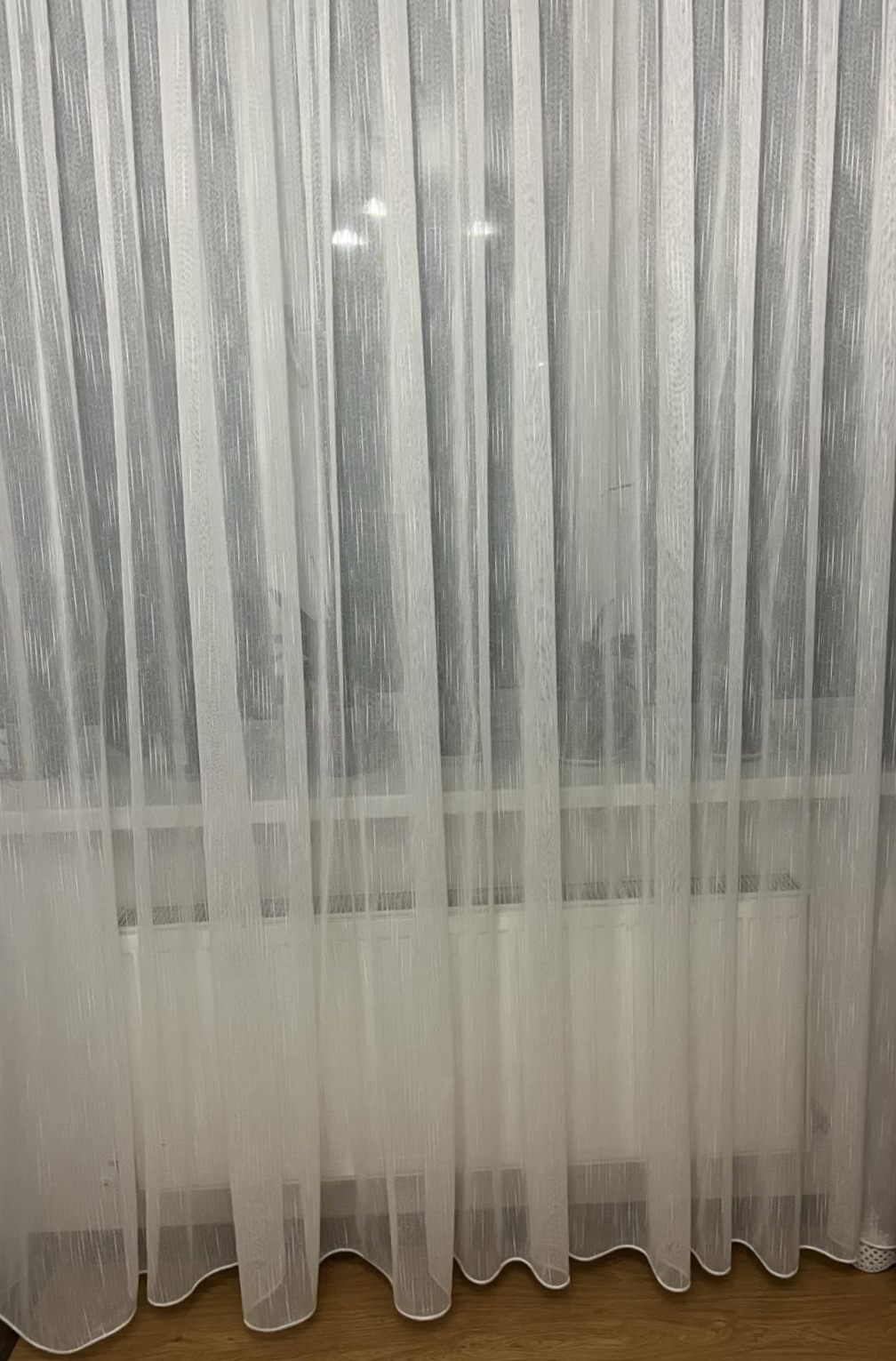 Тюль лен с текстурными затяжками 5х2,7м 1 шт. Молочный (3113)