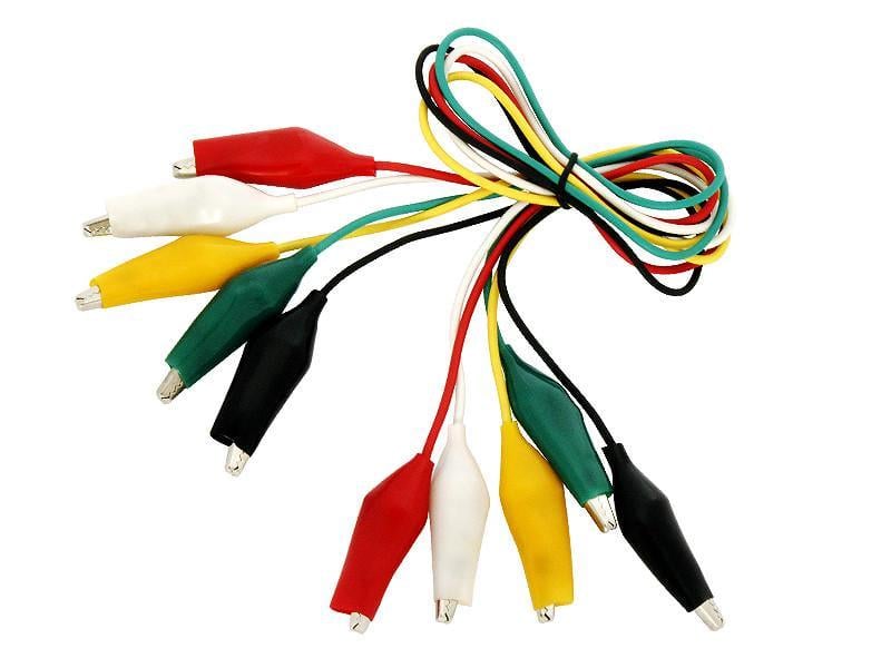 Комплект зажимов типа крокодил MINI 32 мм в изоляции на проводе 45 см (96-761#)