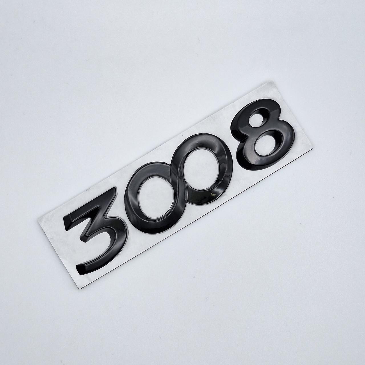 Эмблема надпись 3008 металл Peugeot Черный глянцевый (1759816992)