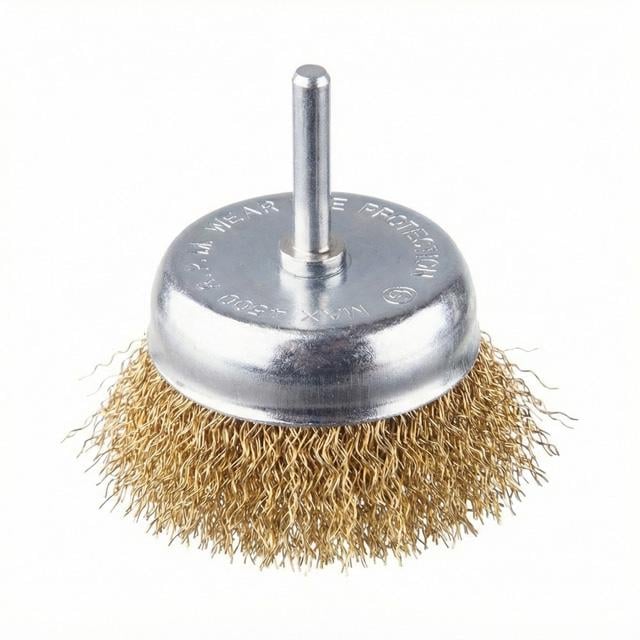 Щетка чашечная 75 мм 1/4" витая проволока покрыта латунью для дрели 4500 об/мин