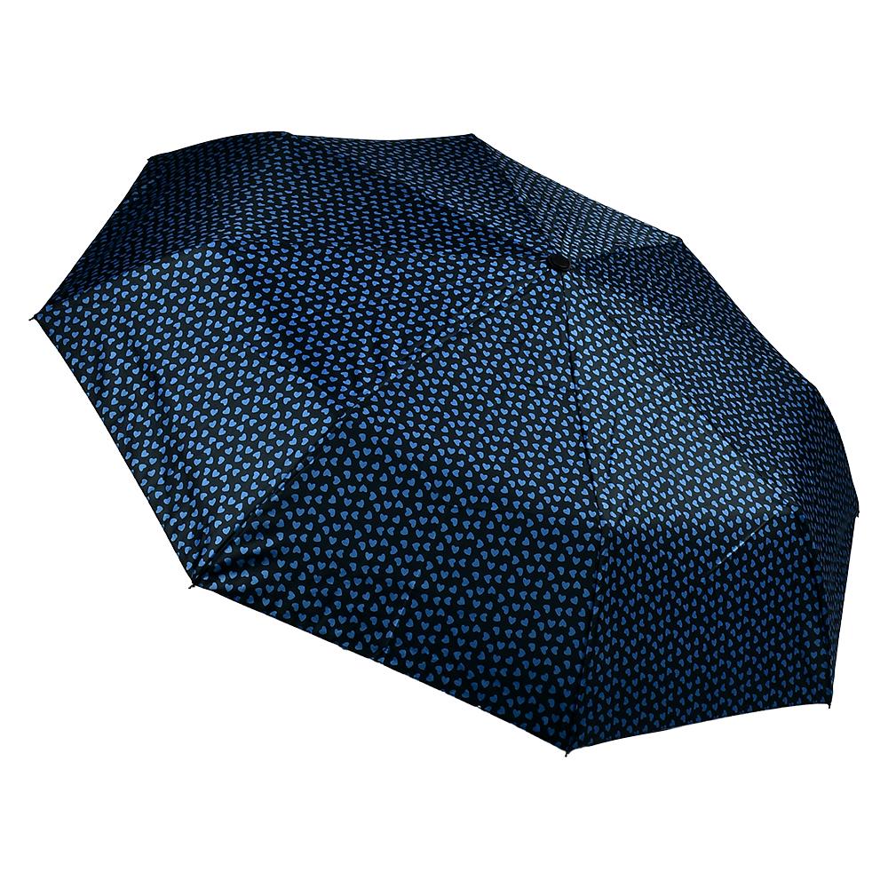 Парасолька автоматична жіноча з чохлом Stenson R95037 8 спиць d 110 см серця Чорний з синім (45b655d3)
