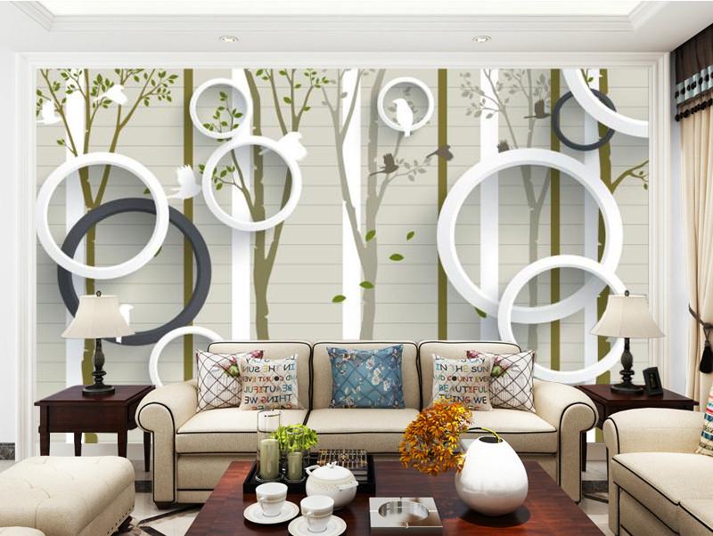 Фотошпалери, що миються флізелінові 3D для спальні/зали/кухні Дерева та кола