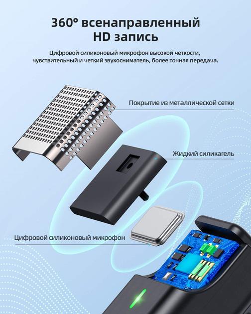 Микрофон Hoco Type-C Stream Wireless Microphone+Receiver 90 м 70/450mAh 4h/для Samsung/Huawei/Xiaomi/OnePlus/LeEco - фото 9