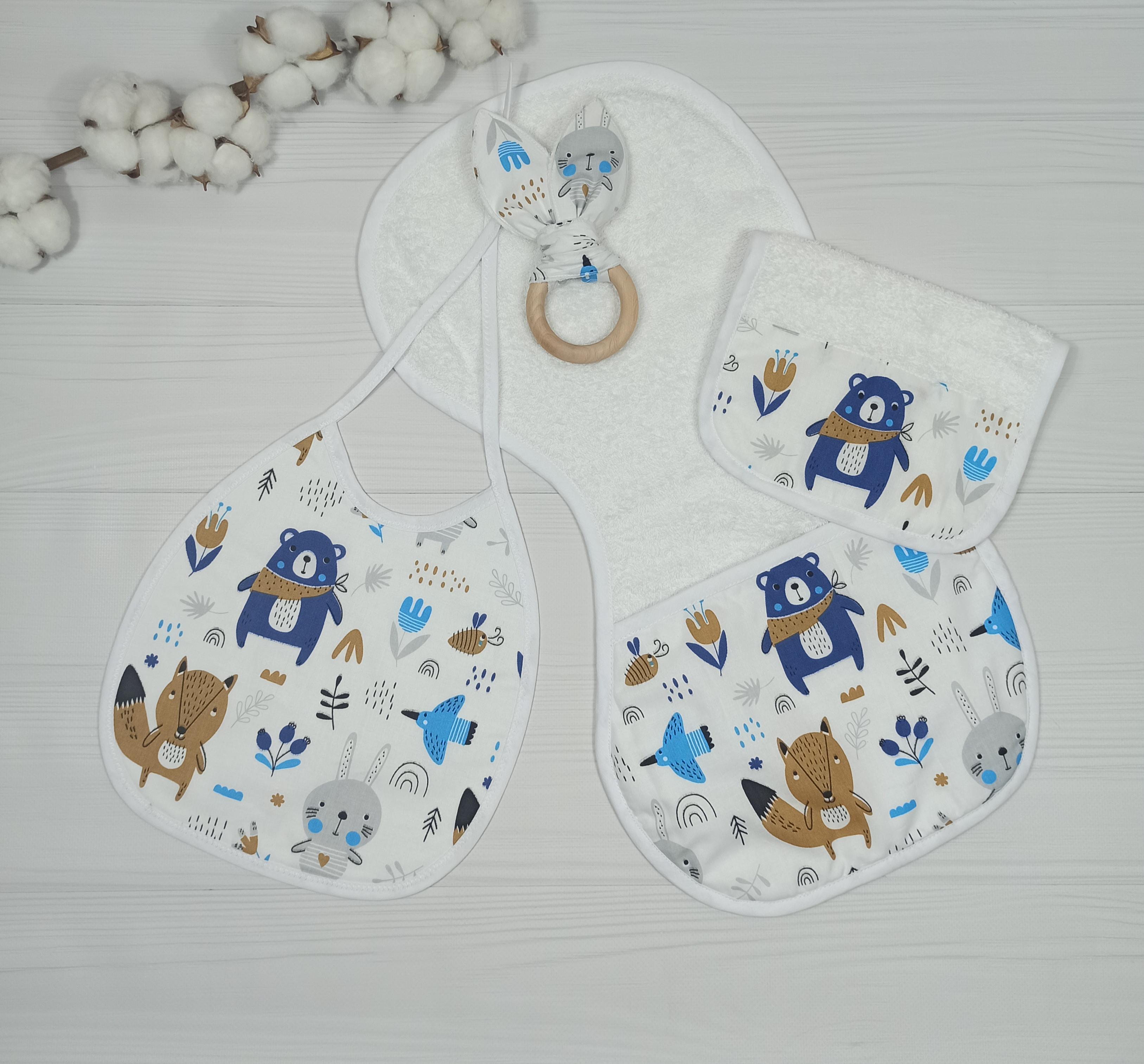 Набор для гигиены младенца a.l.babybox BeBidas со слюнявчиком Лесные обитатели на лужайке (NA 8243254)