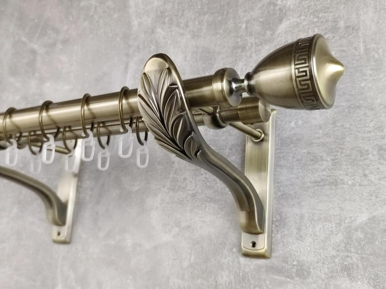 Карниз MStyle металлический для штор двухрядный Афина 25/19 мм гладкий 300 см Антик (5010676)